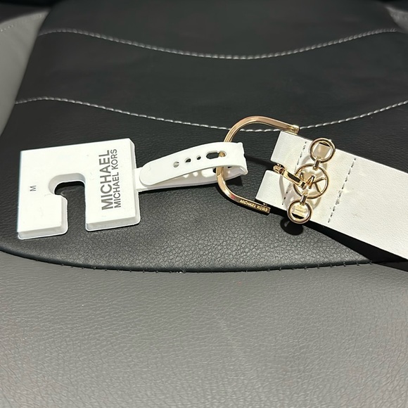 🔥🔥🔥NEW Michael Kors White Geniune Leather Belt Size Medium - Picture 4 of 5